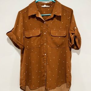 Burnt Orange, Polka Dot Top